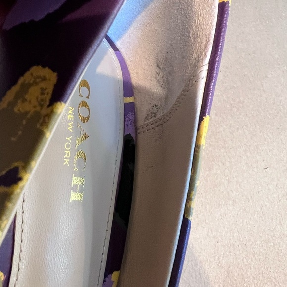 Coach Smith 100% Genuine Leather Purple Floral Pointed Toe Heels Women’s US 7 B - Picture 7 of 11